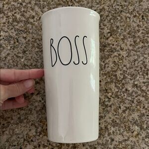 Rae Dunn Boss Ceramic Travel Coffee Cup Mug